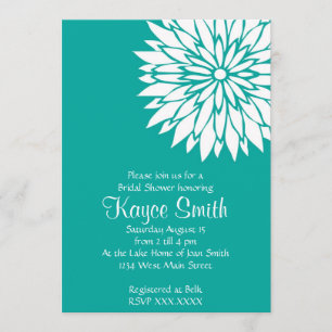 Dahlia Teal Flower Invitation