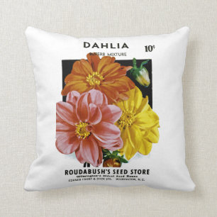 Dahlia Vintage Seed Packet Cushion