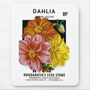 Dahlia Vintage Seed Packet Mouse Pad