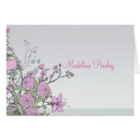Dahlias and Lilies Personalised Folded Card