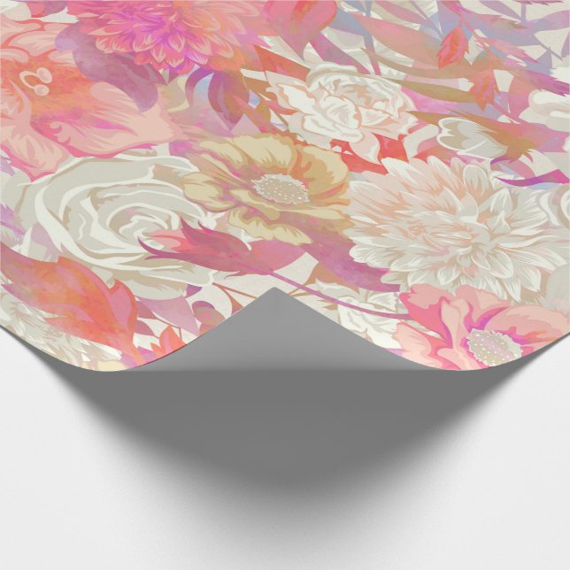 Dahlias and Rose Design Wrapping Paper (Corner)