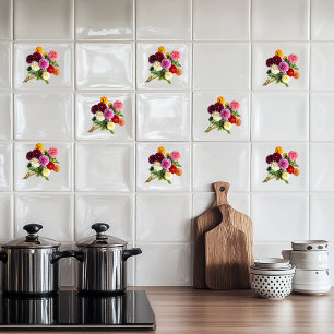 Dahlias ceramic tile