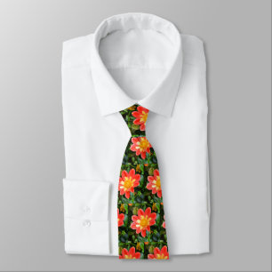 Dahlias floral fashion tie