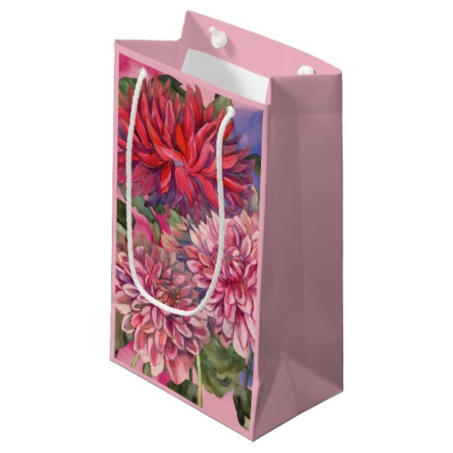 dahlias flowers small gift bag (Front Angled)