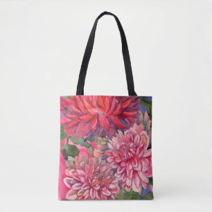 dahlias flowers tote bag