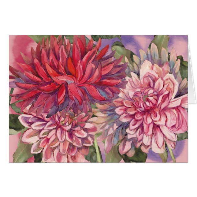 dahlias flowers watercolor (Front Horizontal)