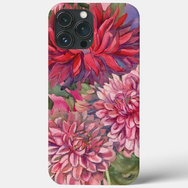 dahlias flowers watercolor Case-Mate iPhone case (Back)