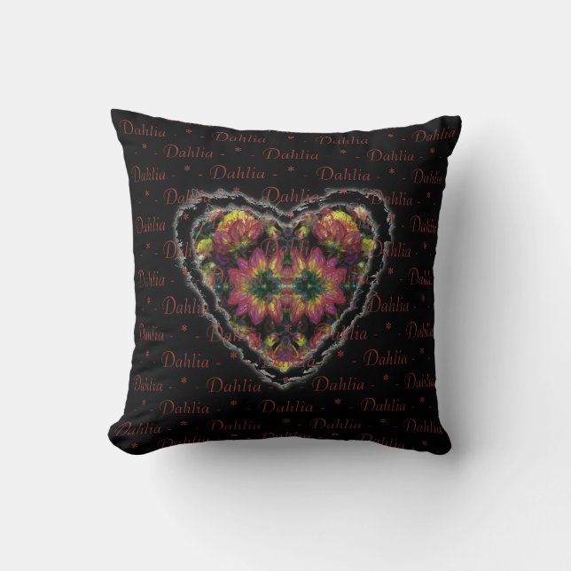 Dahlias Heart Tapestry Cushion (Front)