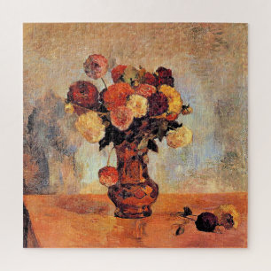 Dahlias in a Copper Vase by Gauguin Jigsaw Puzzle