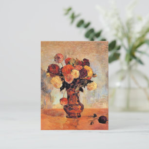 Dahlias in a Copper Vase by Gauguin Postcard