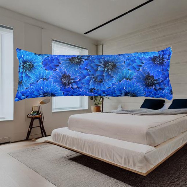 Dahlias in royal blue - floral design,  body cushion (Creator Uploaded)
