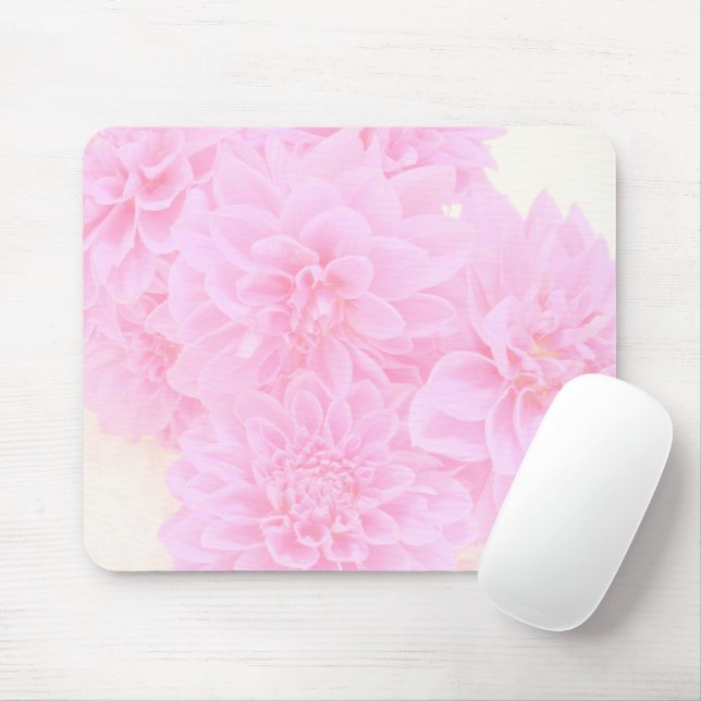 Dahlias In Soft Pink Mouse Pad (With Mouse)
