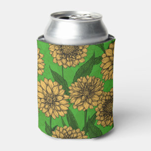 Dahlias in yellow and green can cooler