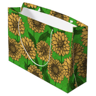 Dahlias in yellow and green large gift bag