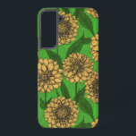 Dahlias in yellow and green samsung galaxy case<br><div class="desc">Seamless pattern made of hand drawn dahlia flowers</div>