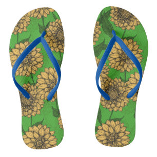 Dahlias in yellow and green thongs