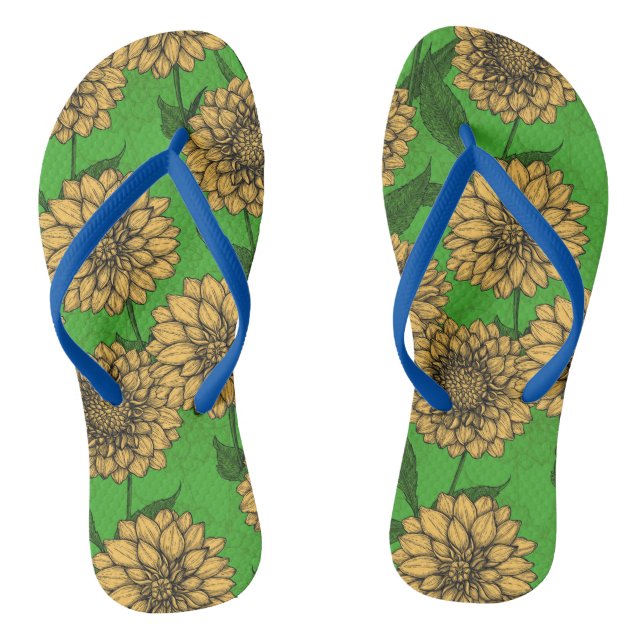 Dahlias in yellow and green thongs (Footbed)