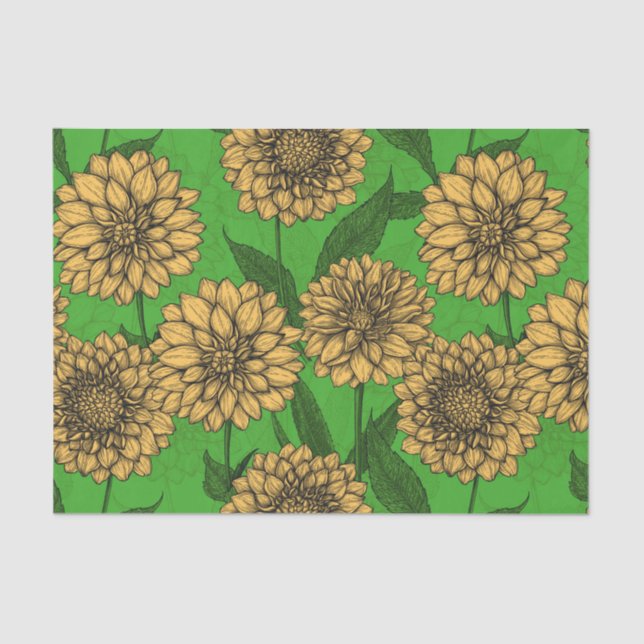 Dahlias in yellow and green tissue paper (Front)