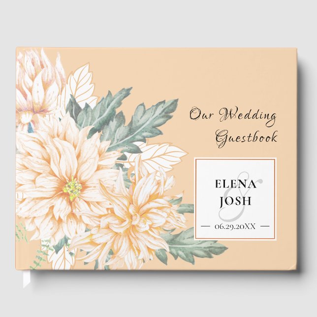 Dahlias Marmalade Wedding Guestbook (Front)