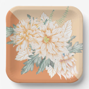 Dahlias - Marmalade Wedding Paper Plates