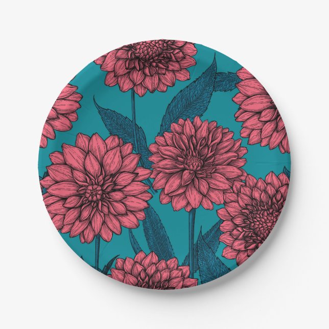 Dahlias Paper Plate (Front)