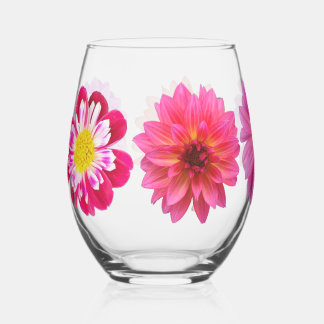 Dahlias Stemless Wine Glass