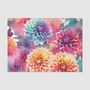 Dahlias Watercolor Floral Tissue Paper