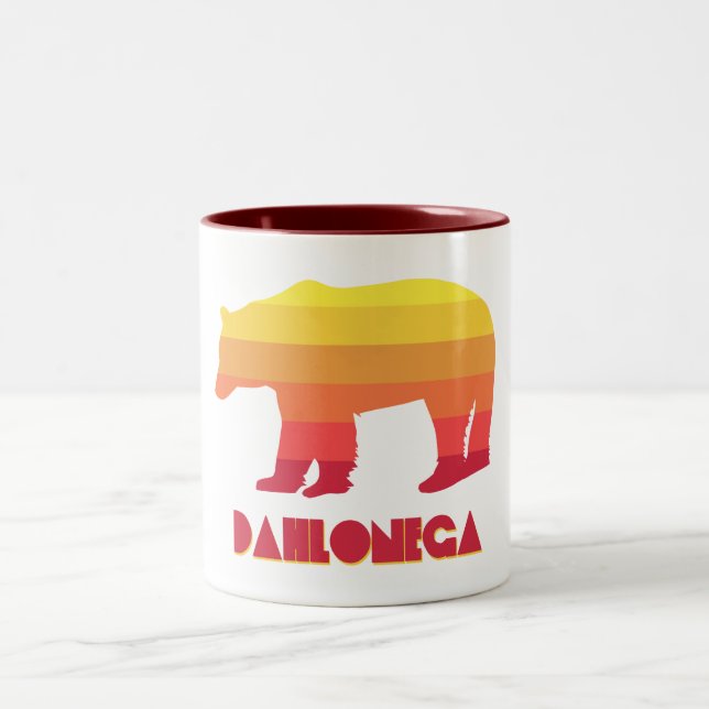 Dahlonega Georgia Rainbow Bear Two-Tone Coffee Mug (Center)