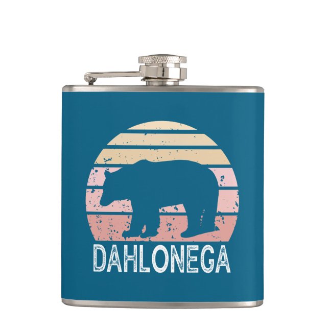 Dahlonega Georgia Retro Bear Hip Flask (Front)
