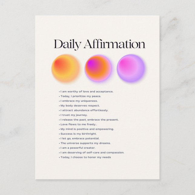 daily affirmations manifestation postcard (Front)