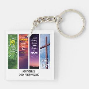 DAILY BIBLE AFFIRMATIONS Personalized Christian  Key Ring