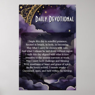 Daily Devotional Purple Night Sky Pagan Prayer Poster
