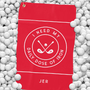 Daily Dose of Iron Monogram Red Golf Towel