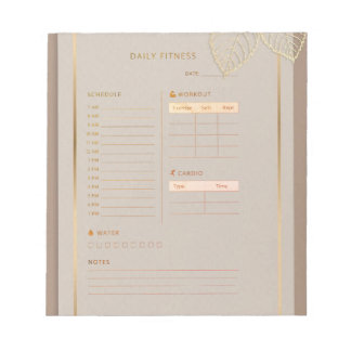  Daily Fitness Planner gold classic watercolor  Notepad