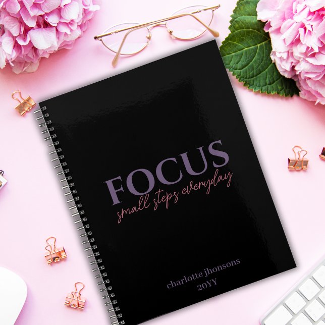 Daily Focus Small Steps Everyday Inspiring Black  Planner (Creator Uploaded)