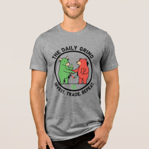 Daily Grind Stock Market Bull Bear Trading Shirt