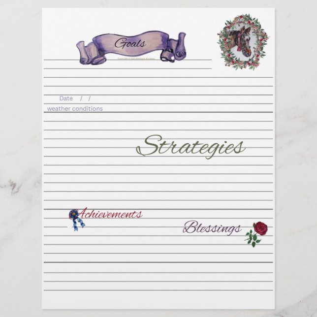 DAILY HORSE JOURNAL CUSTOMIZE WITH YOUR OWN HORSE CUSTOM LETTERHEAD (Front)