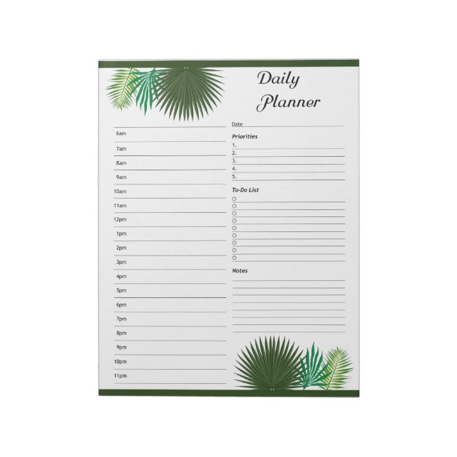 Daily hourly Planner Notepad (Rotated)