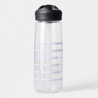 Daily Hydration Schedule White Purple Groovy Water Bottle