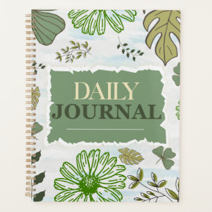 "DAILY JOURNAL"   Fresh Botanical Greens & Floral  Planner