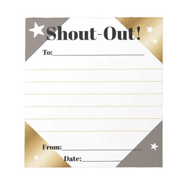 Daily kudos shout out employee recognition display notepad (Front)