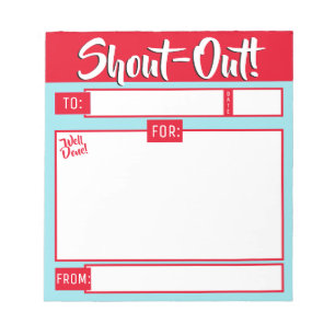 Daily kudos shout out employee recognition display notepad