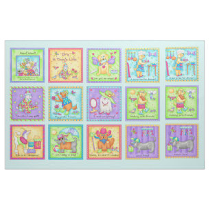 Daily Life of Dogs Blocks Whimsy Colourful Fabric