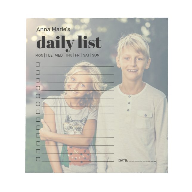 Daily List Photo Notepad (Front)