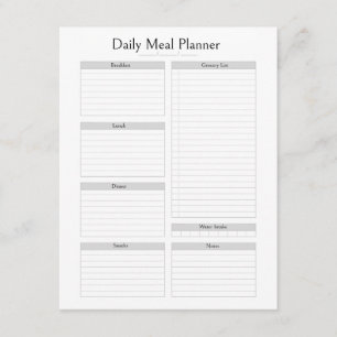 Daily Meal Planner Editable Simple Minimalistic Enclosure Card