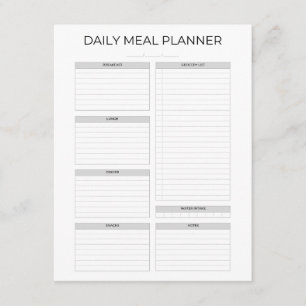 Daily Meal Planner   Simple Minimalistic Clean Enclosure Card