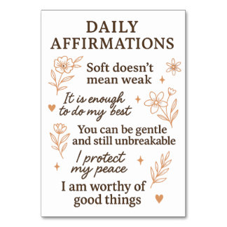 Daily Mental Health Reminder | Self Love Healing Table Number