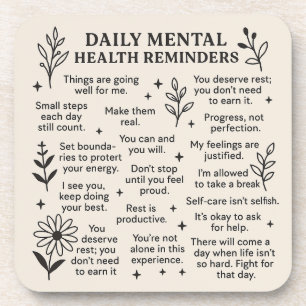 Daily Mental Health Reminders Coaster