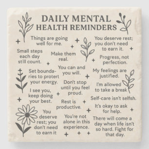 Daily Mental Health Reminders Stone Coaster