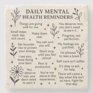 Daily Mental Health Reminders Stone Coaster